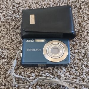Nikon COOLPIX Compact Digital Camera in Blue with Wrist Strap